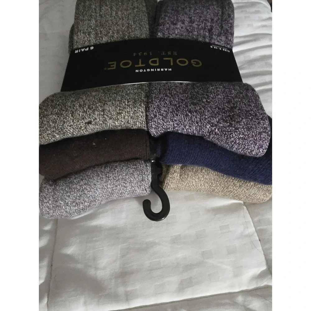 GOLDTOE Harrington Crew Socks Mens Shoe Size 6.5-12 Gray Black 6 Pairs 3400S